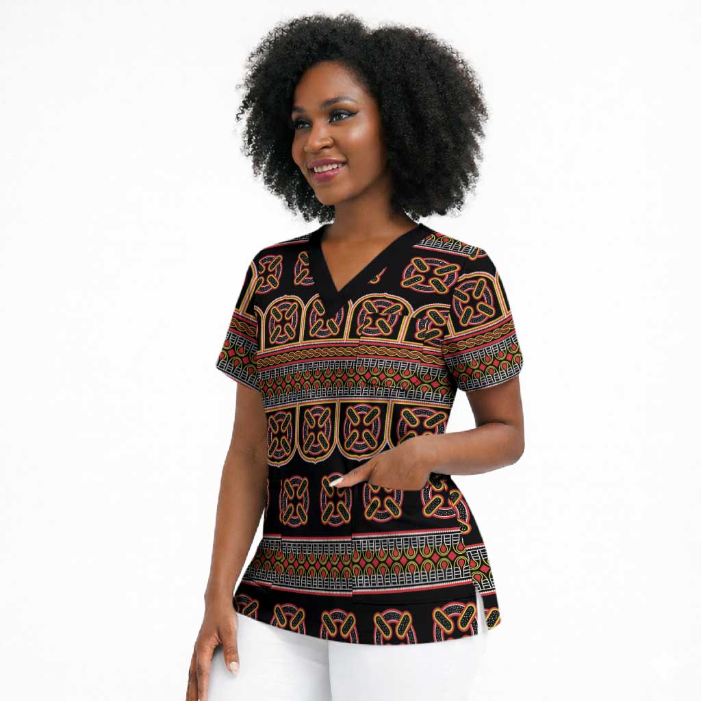 Bamenda Toghu Scrub Top Cameroon Traditional Pattern