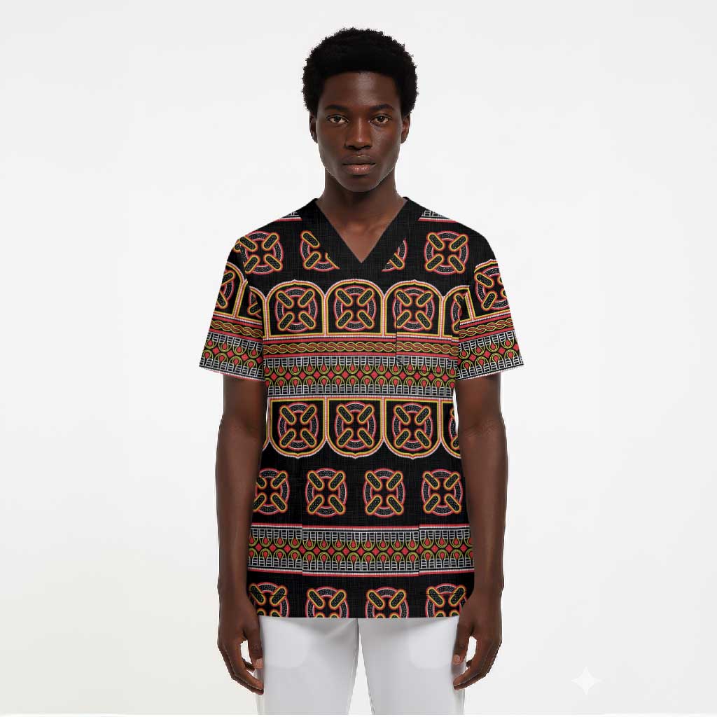 Bamenda Toghu Scrub Top Cameroon Traditional Pattern
