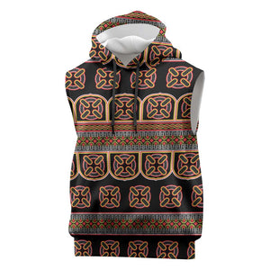 Bamenda Toghu Sleeveless Hoodie Cameroon Traditional Pattern