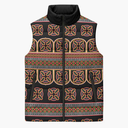 Bamenda Toghu Sleeveless Puffer Jacket Cameroon Traditional Pattern