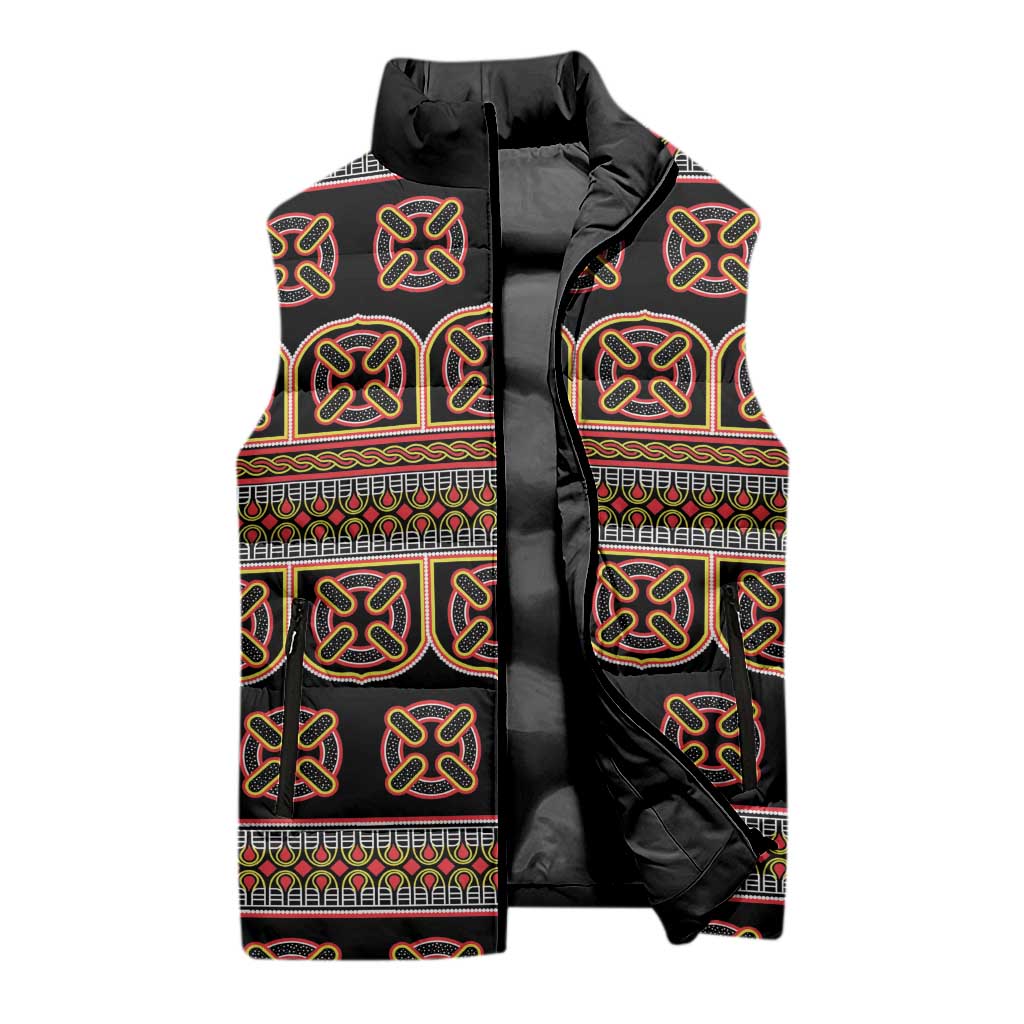 Bamenda Toghu Sleeveless Puffer Jacket Cameroon Traditional Pattern