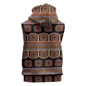 Bamenda Toghu Sleeveless Zip Hoodie Cameroon Traditional Pattern