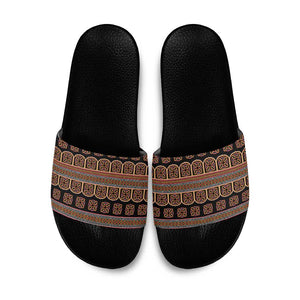 Bamenda Toghu Slide Sandals Cameroon Traditional Pattern