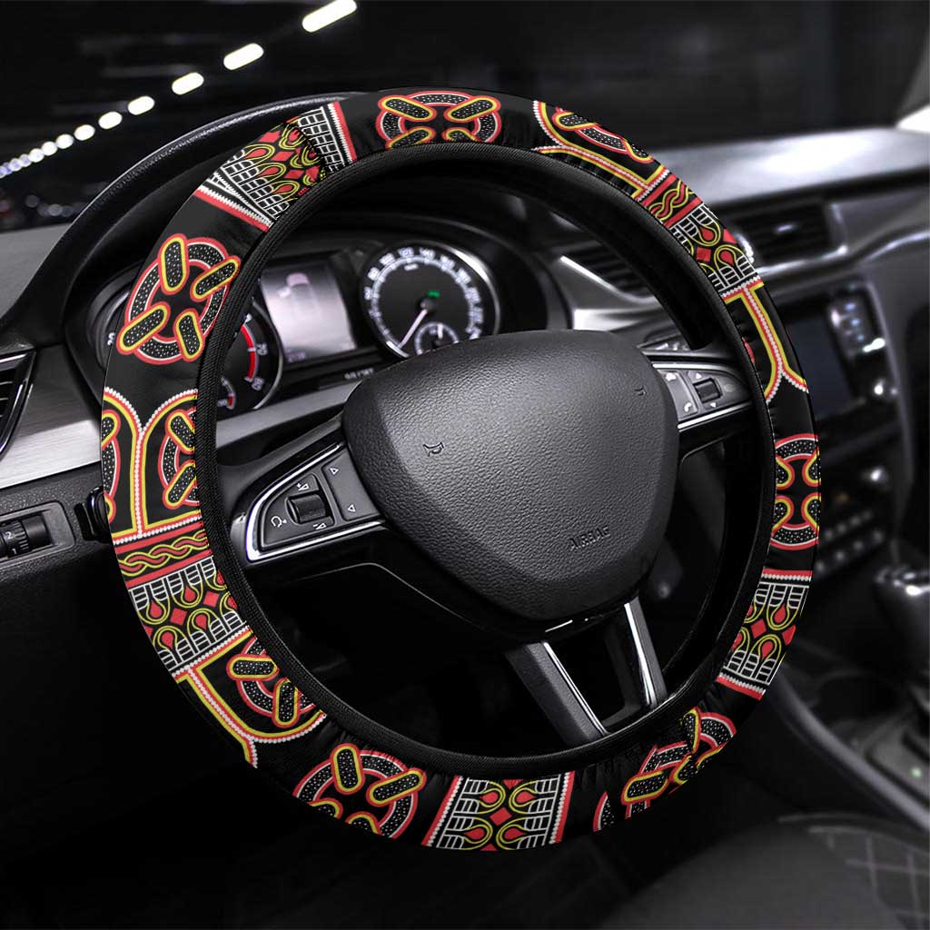 Bamenda Toghu Steering Wheel Cover Cameroon Traditional Pattern