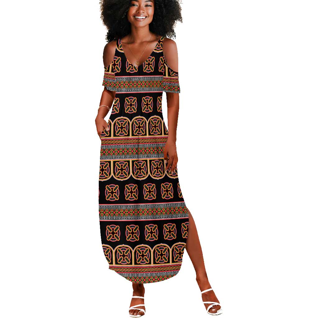 Bamenda Toghu Summer Maxi Dress Cameroon Traditional Pattern