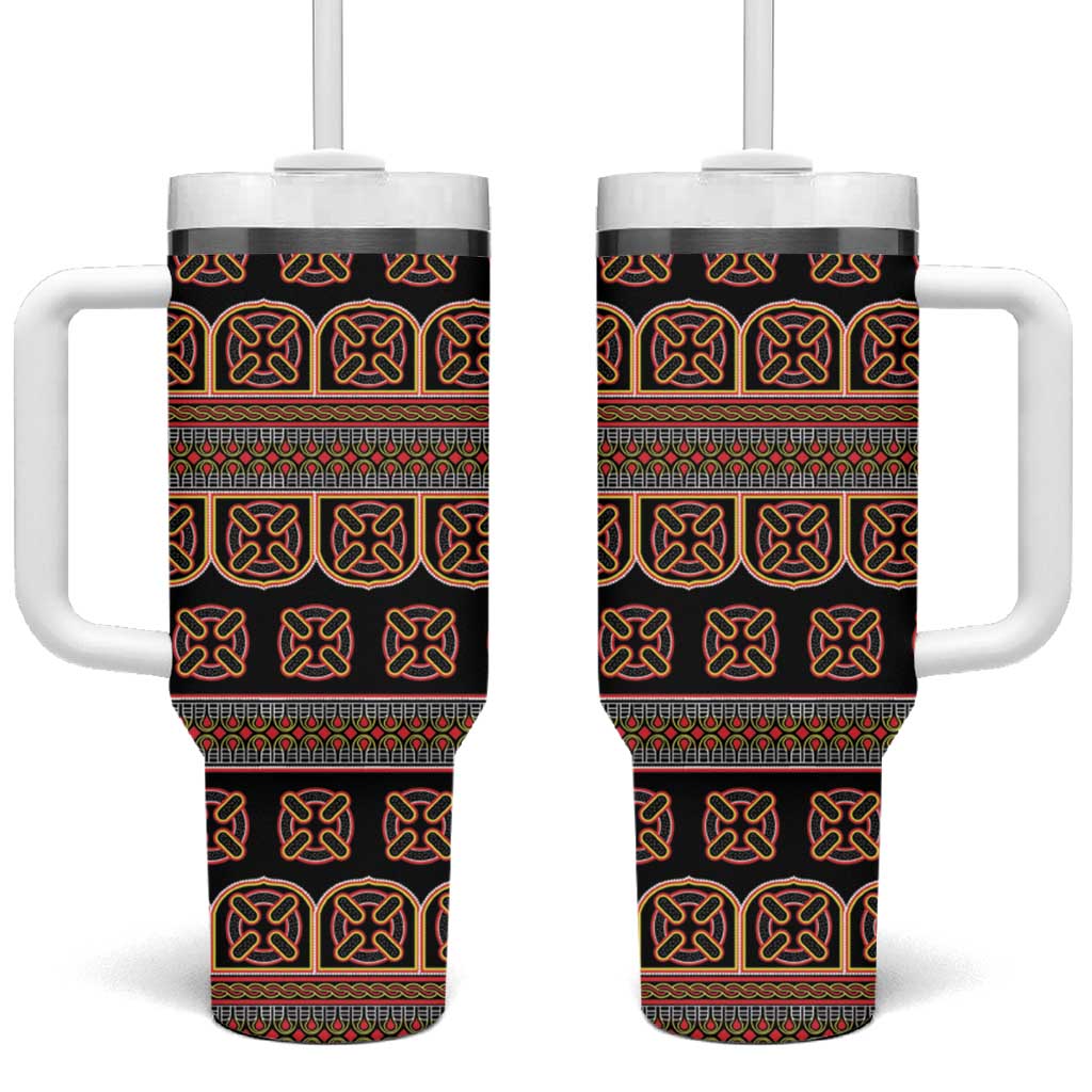 Bamenda Toghu Tumbler With Handle Cameroon Traditional Pattern