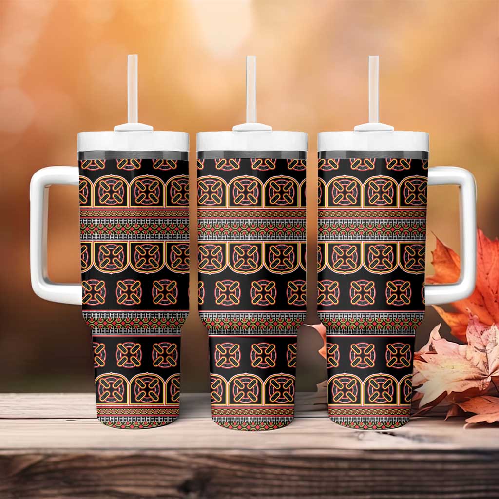 Bamenda Toghu Tumbler With Handle Cameroon Traditional Pattern