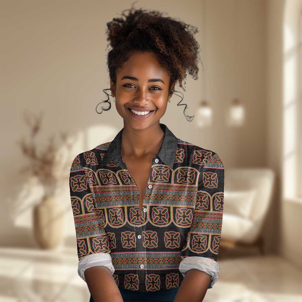 Bamenda Toghu Women Casual Shirt Cameroon Traditional Pattern