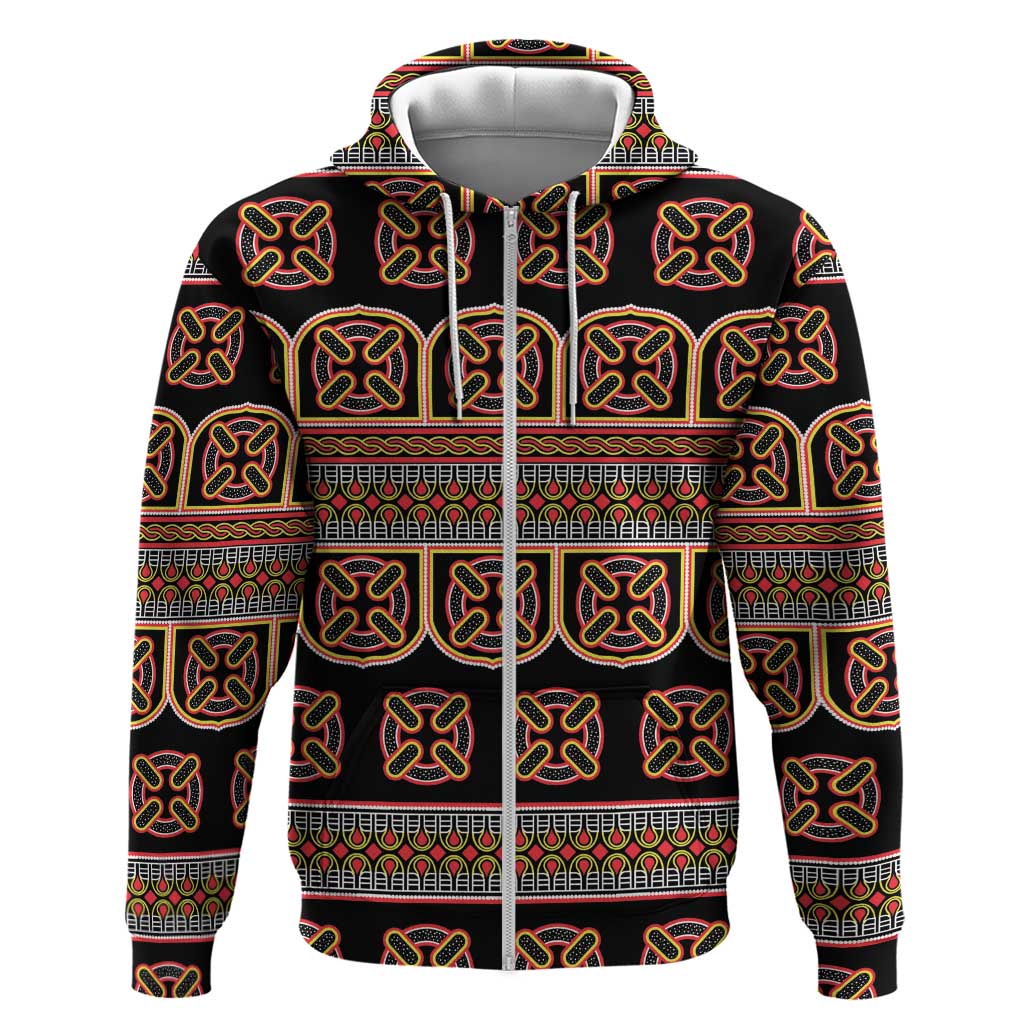 Bamenda Toghu Zip Hoodie Cameroon Traditional Pattern