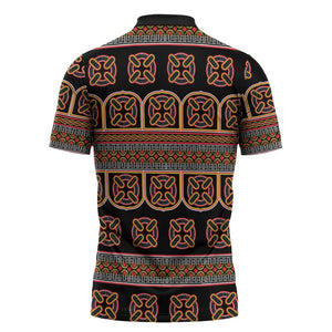 Bamenda Toghu Zipper Polo Shirt Cameroon Traditional Pattern