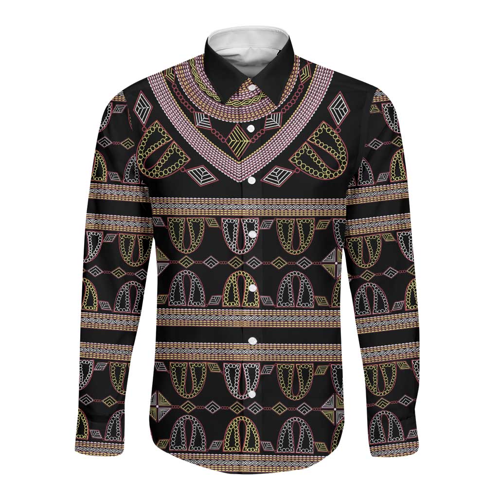 Cameroon Long Sleeve Button Shirt Toghu Pattern Heritage