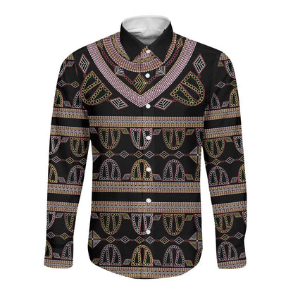 Cameroon Long Sleeve Button Shirt Toghu Pattern Heritage