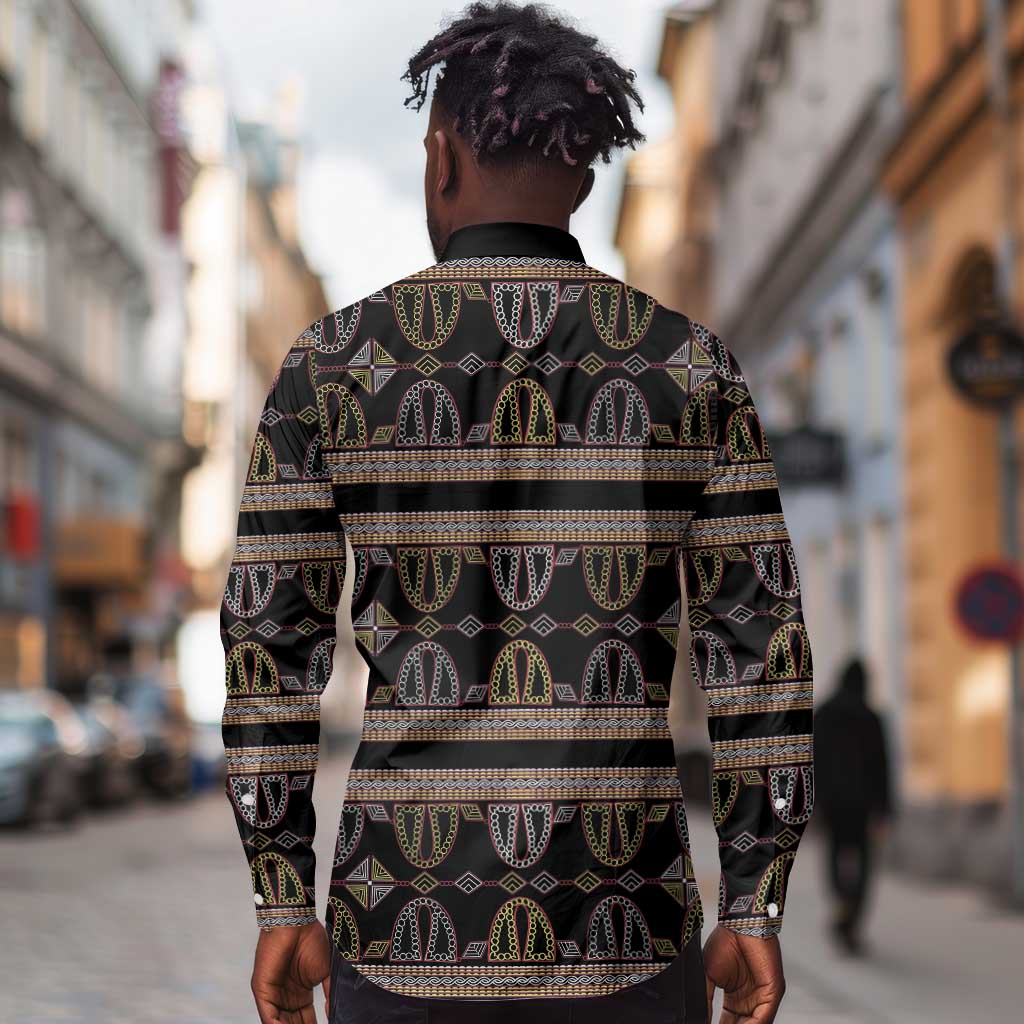 Cameroon Long Sleeve Button Shirt Toghu Pattern Heritage