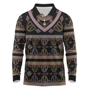 Cameroon Long Sleeve Polo Shirt Toghu Pattern Heritage