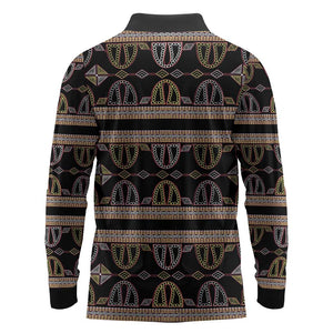 Cameroon Long Sleeve Polo Shirt Toghu Pattern Heritage