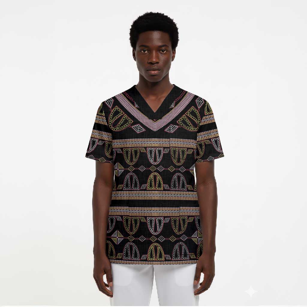 Cameroon Scrub Top Toghu Pattern Heritage