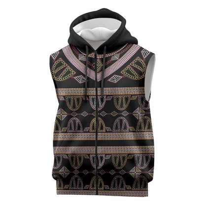 Cameroon Sleeveless Zip Hoodie Toghu Pattern Heritage