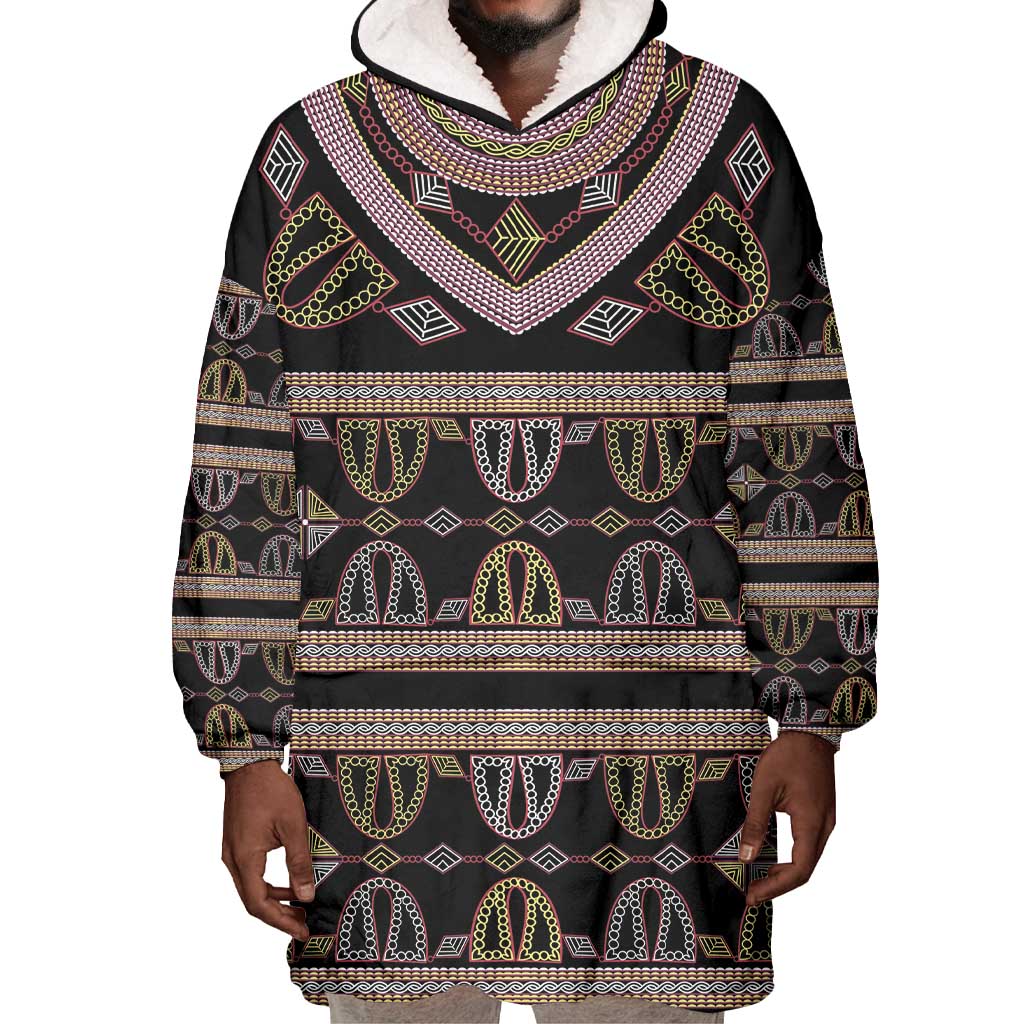 Cameroon Wearable Blanket Hoodie Toghu Pattern Heritage