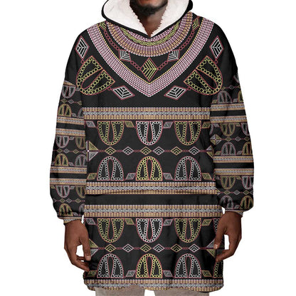 Cameroon Wearable Blanket Hoodie Toghu Pattern Heritage