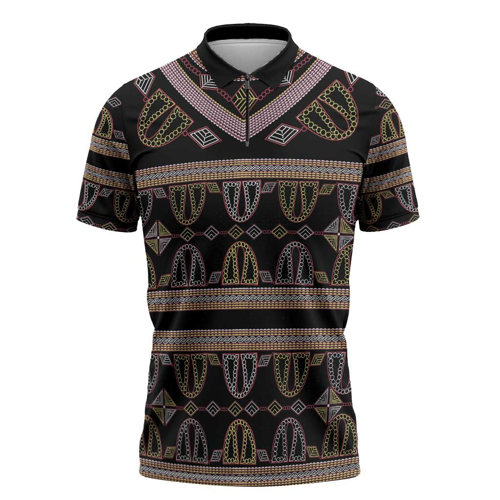 Cameroon Zipper Polo Shirt Toghu Pattern Heritage
