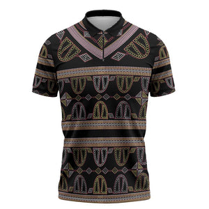 Cameroon Zipper Polo Shirt Toghu Pattern Heritage