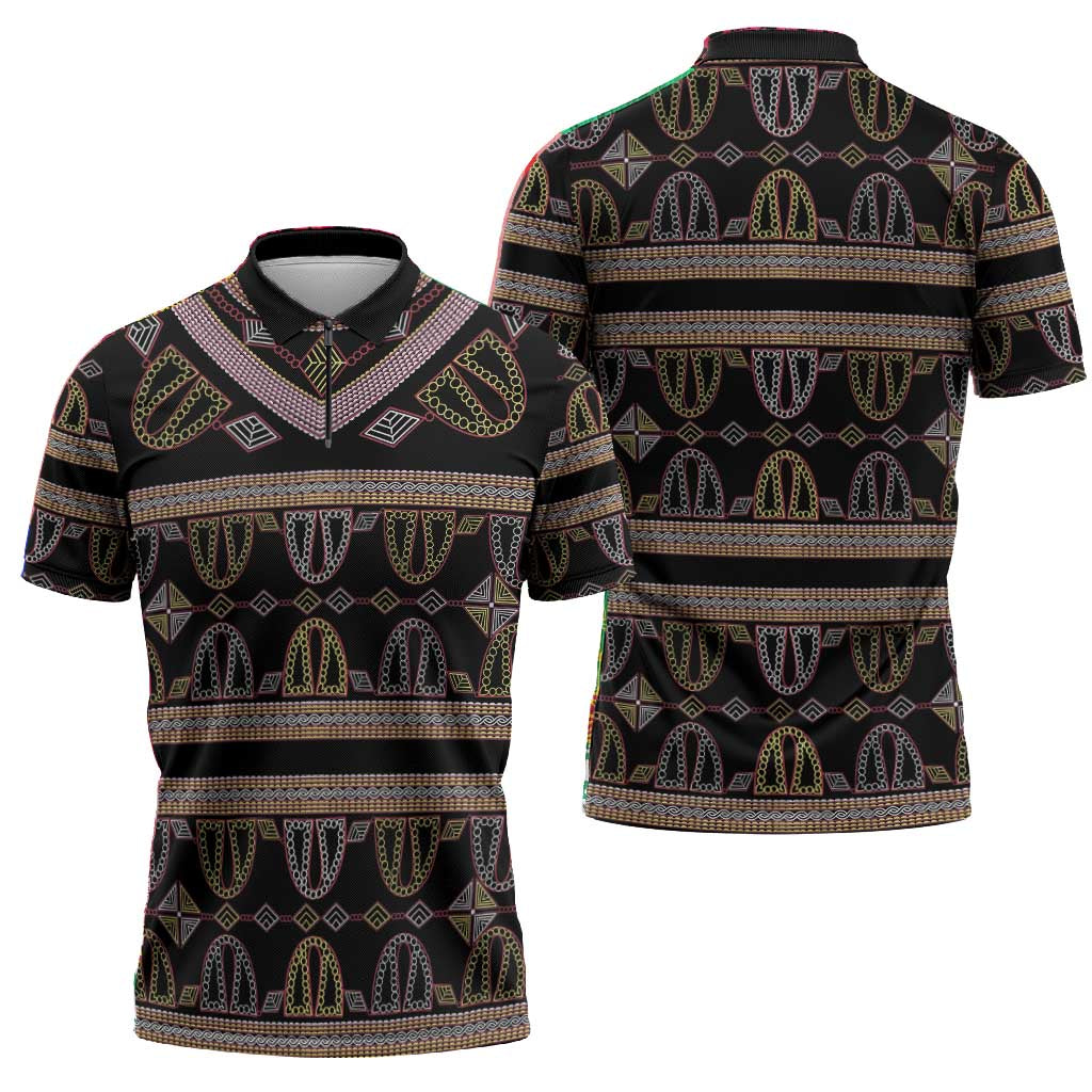 Cameroon Zipper Polo Shirt Toghu Pattern Heritage