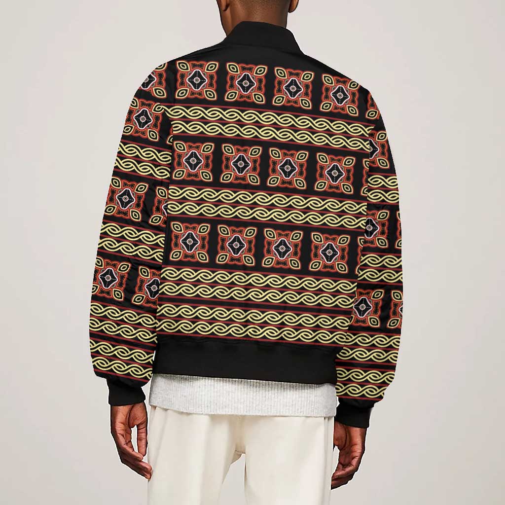 Cameroon Traditional Pattern Bomber Jacket Bamenda Royal Toghu