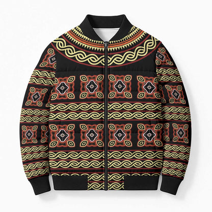 Cameroon Traditional Pattern Bomber Puffer Jacket Bamenda Royal Toghu
