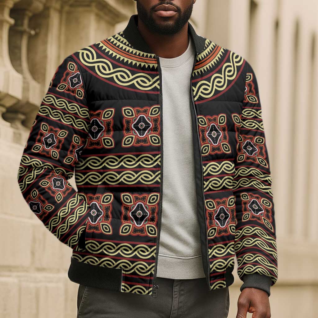 Cameroon Traditional Pattern Bomber Puffer Jacket Bamenda Royal Toghu