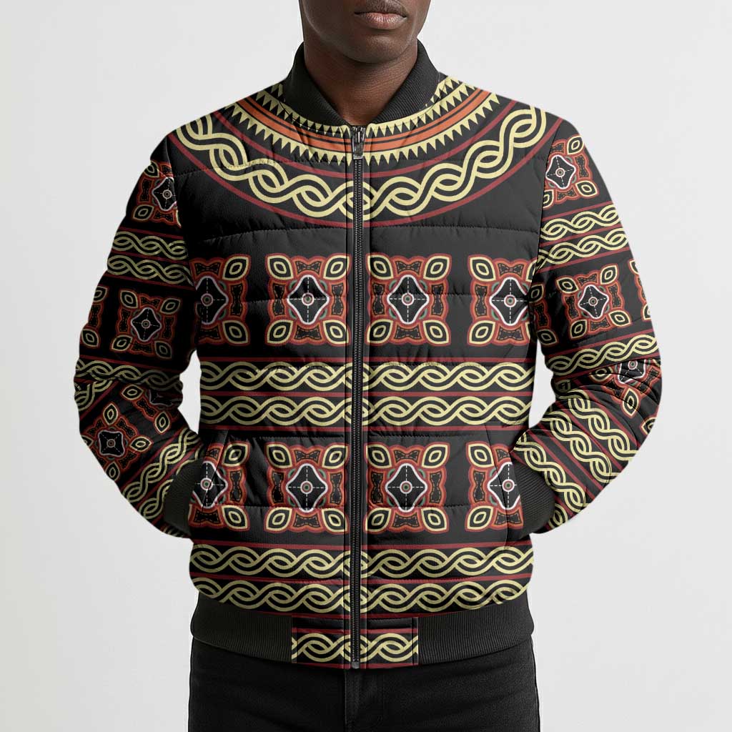 Cameroon Traditional Pattern Bomber Puffer Jacket Bamenda Royal Toghu