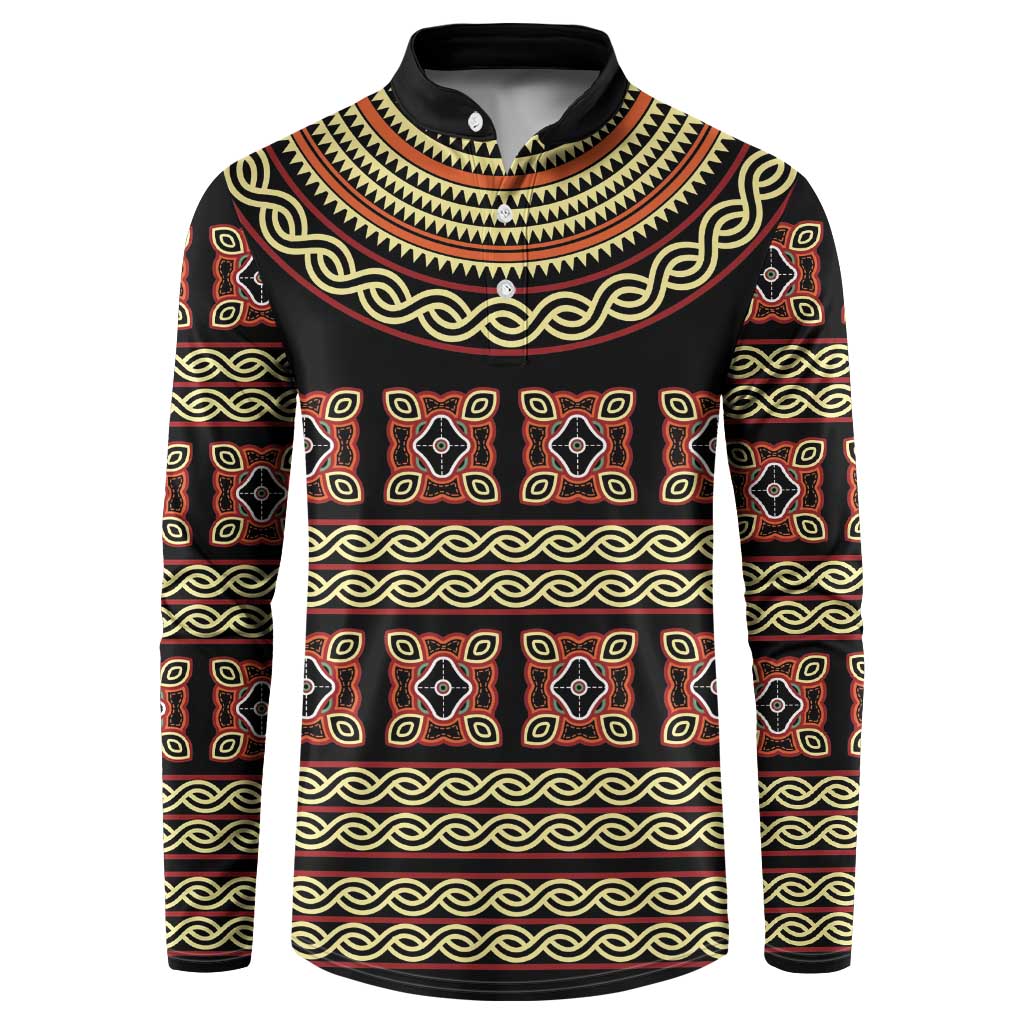 Cameroon Traditional Pattern Button Sweatshirt Bamenda Royal Toghu