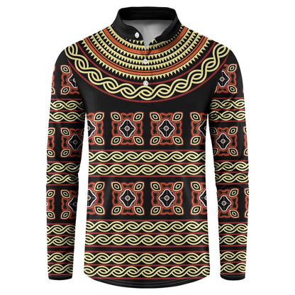 Cameroon Traditional Pattern Button Sweatshirt Bamenda Royal Toghu