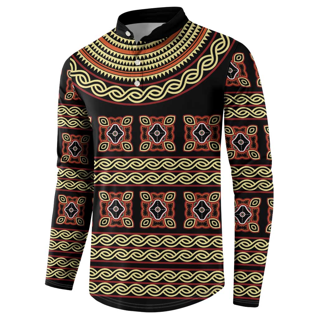 Cameroon Traditional Pattern Button Sweatshirt Bamenda Royal Toghu