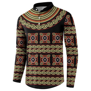 Cameroon Traditional Pattern Button Sweatshirt Bamenda Royal Toghu