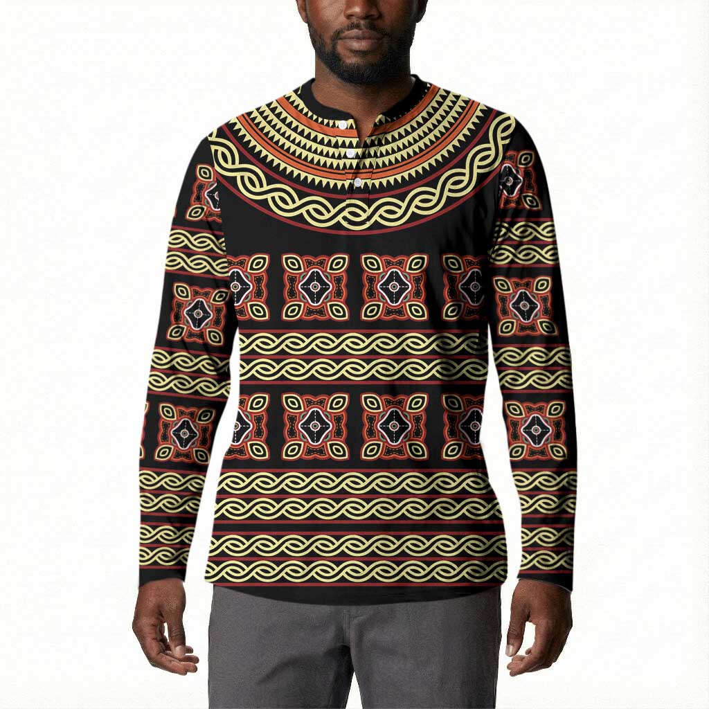 Cameroon Traditional Pattern Button Sweatshirt Bamenda Royal Toghu