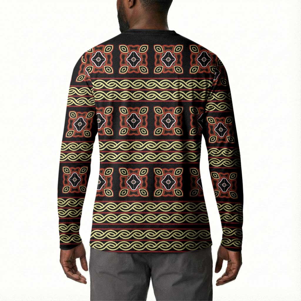 Cameroon Traditional Pattern Button Sweatshirt Bamenda Royal Toghu