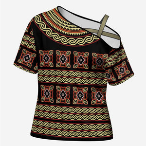 Cameroon Traditional Pattern Cross Shoulder Shirt Bamenda Royal Toghu