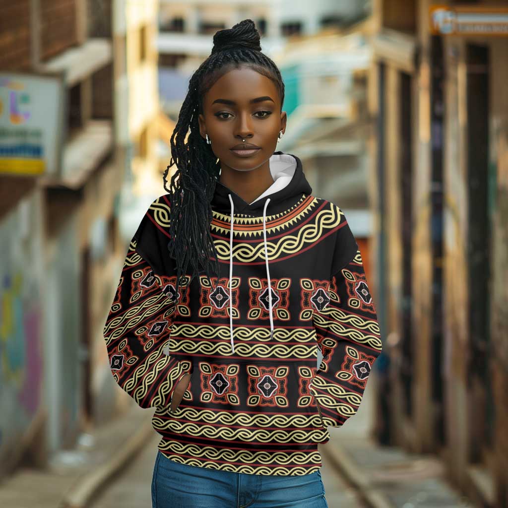 Cameroon Traditional Pattern Hoodie Bamenda Royal Toghu