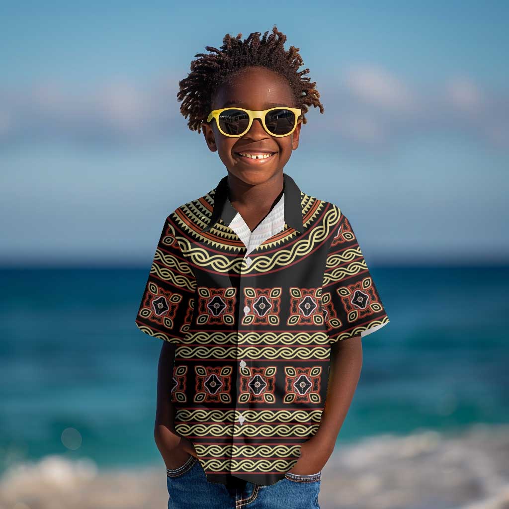 Cameroon Traditional Pattern Kid Hawaiian Shirt Bamenda Royal Toghu
