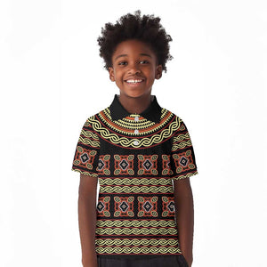 Cameroon Traditional Pattern Kid Polo Shirt Bamenda Royal Toghu