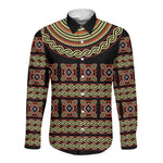 Cameroon Traditional Pattern Long Sleeve Button Shirt Bamenda Royal Toghu
