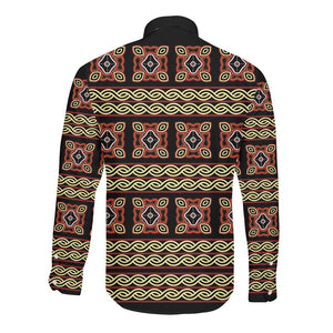 Cameroon Traditional Pattern Long Sleeve Button Shirt Bamenda Royal Toghu