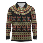 Cameroon Traditional Pattern Long Sleeve Polo Shirt Bamenda Royal Toghu