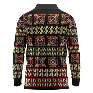Cameroon Traditional Pattern Long Sleeve Polo Shirt Bamenda Royal Toghu