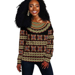 Cameroon Traditional Pattern Off Shoulder Sweater Bamenda Royal Toghu