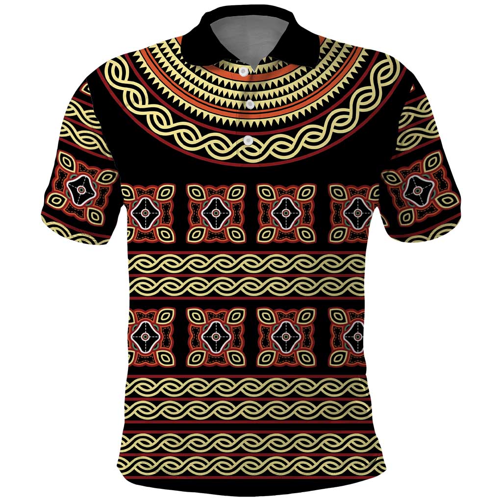 Cameroon Traditional Pattern Polo Shirt Bamenda Royal Toghu