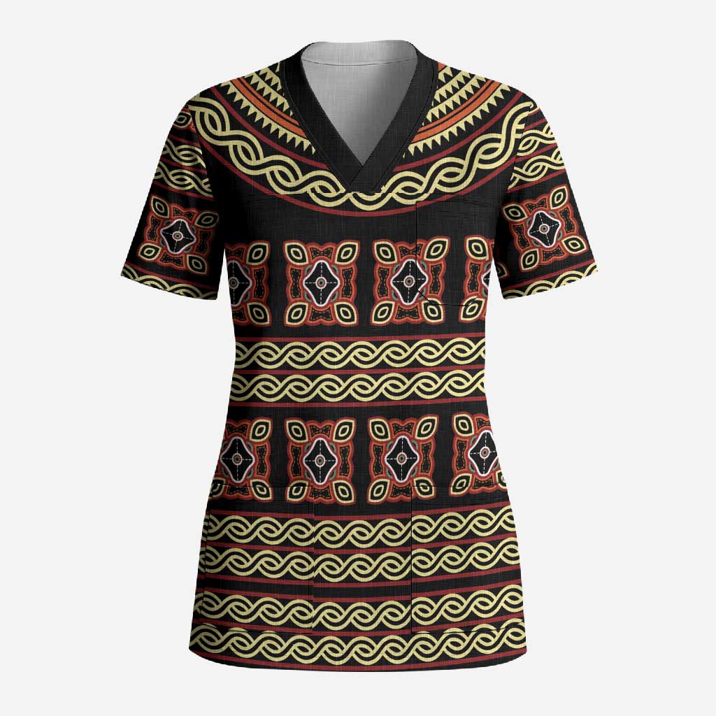 Cameroon Traditional Pattern Scrub Top Bamenda Royal Toghu
