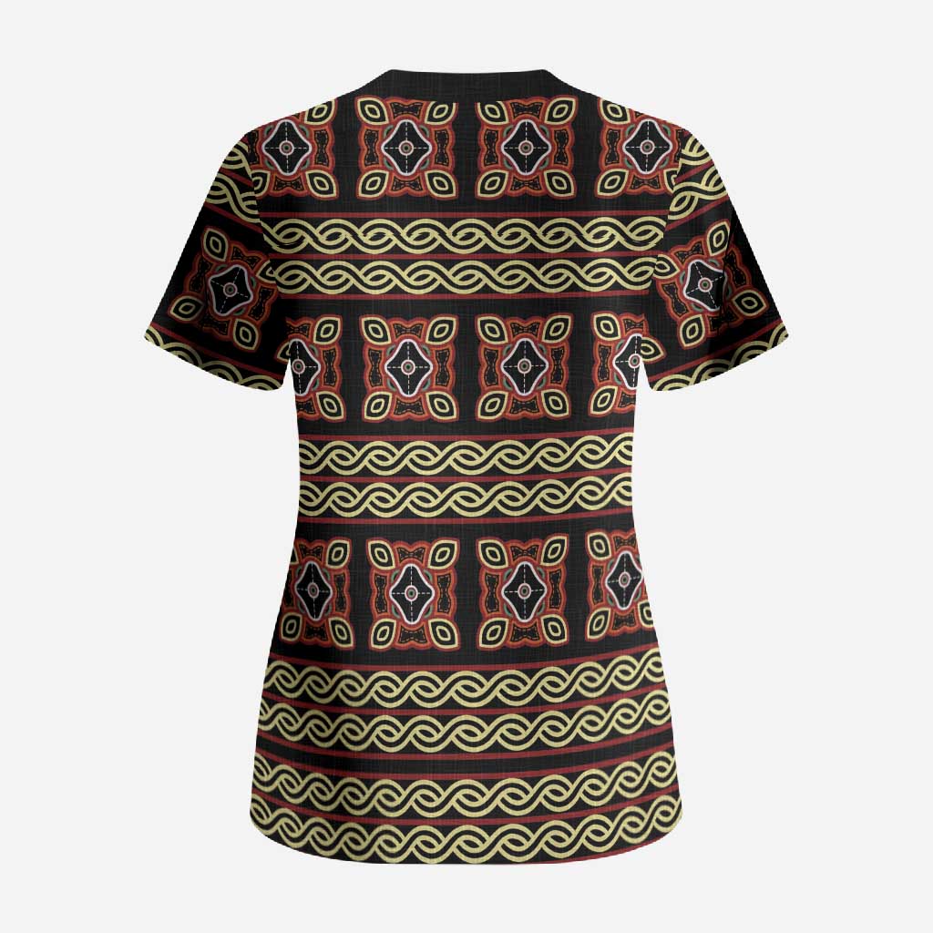 Cameroon Traditional Pattern Scrub Top Bamenda Royal Toghu
