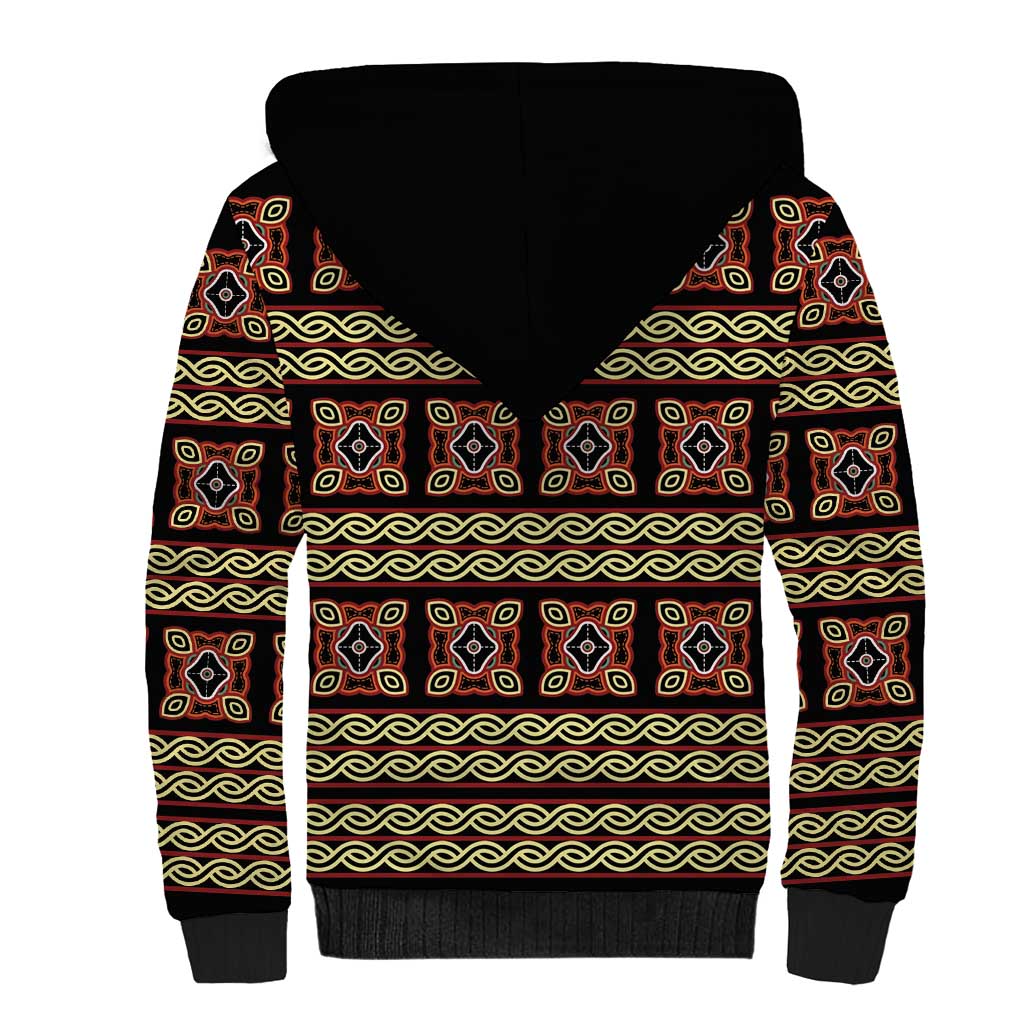 Cameroon Traditional Pattern Sherpa Hoodie Bamenda Royal Toghu