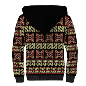 Cameroon Traditional Pattern Sherpa Hoodie Bamenda Royal Toghu